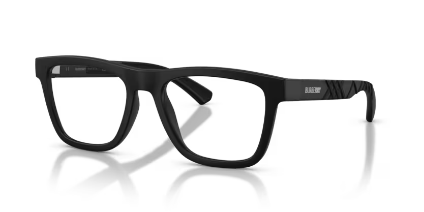 Burberry Textured Check 0BE2452U 3464 Matte Black Luxury Rectangle Optical Frame