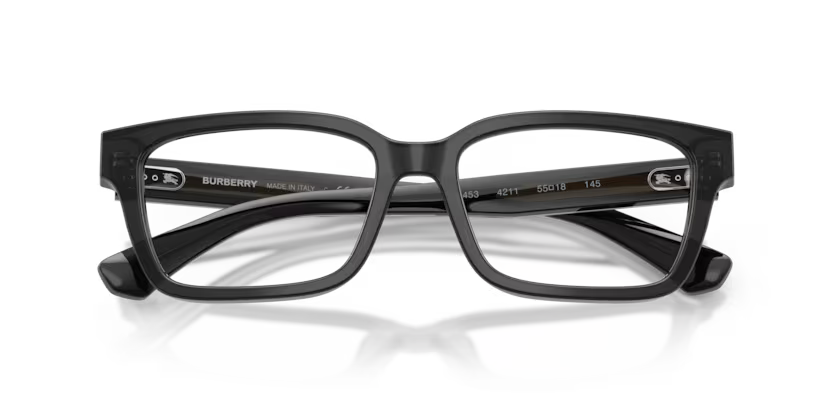Burberry Classic 0BE2453 4211 Polished Grey and Crystal Luxury Rectangle Optical Frame