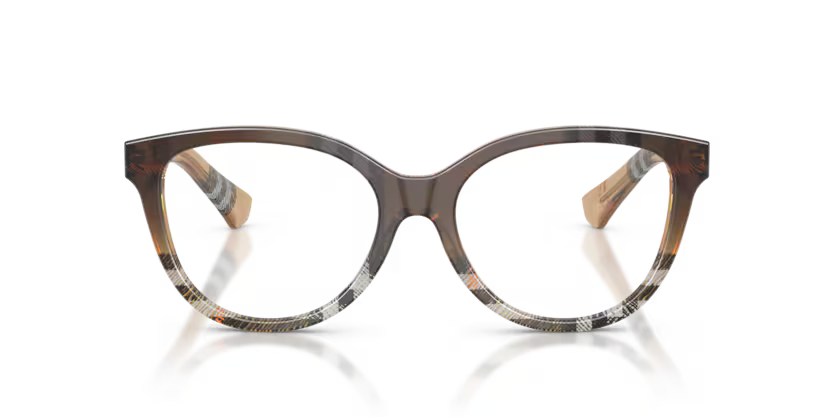 Burberry Gradient Check 0BE2456 4202 Polished Check Gradient Sand Luxury Cat Eye Eyeglasses Frame