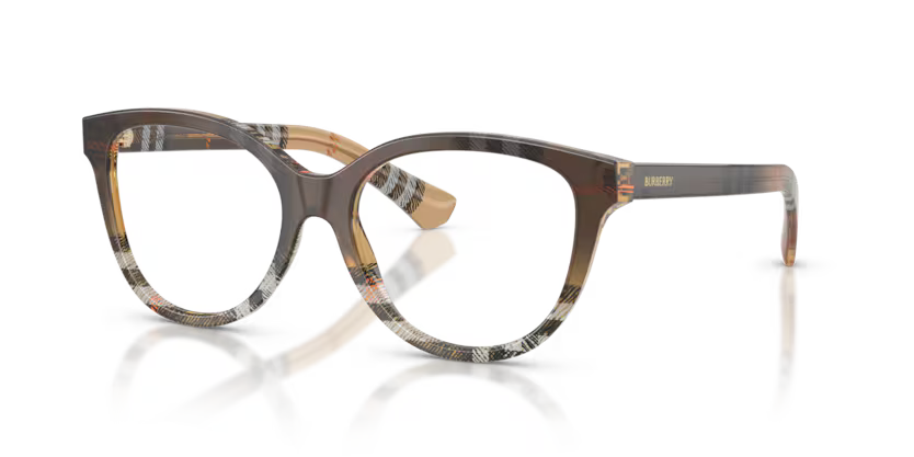 Burberry Gradient Check 0BE2456 4202 Polished Check Gradient Sand Luxury Cat Eye Eyeglasses Frame