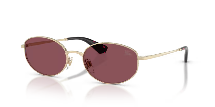 Burberry Metal Check 0BE3169 11095Q Polished Light Gold Luxury Oval Polarized Sunglasses