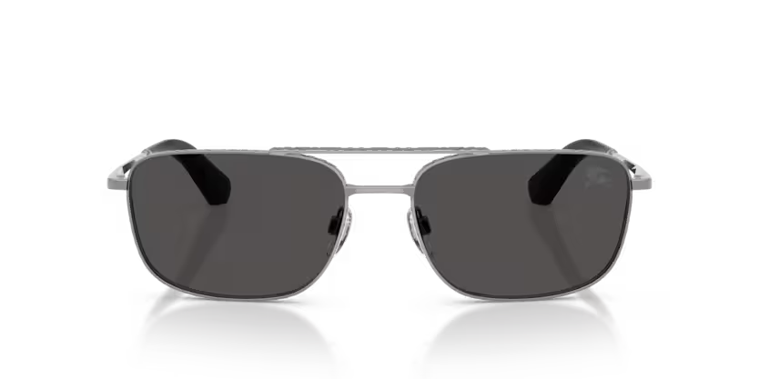 Burberry Metal Check 0BE3170 100387 Polished Gunmetal Luxury Pilot Dark Grey Sunglasses