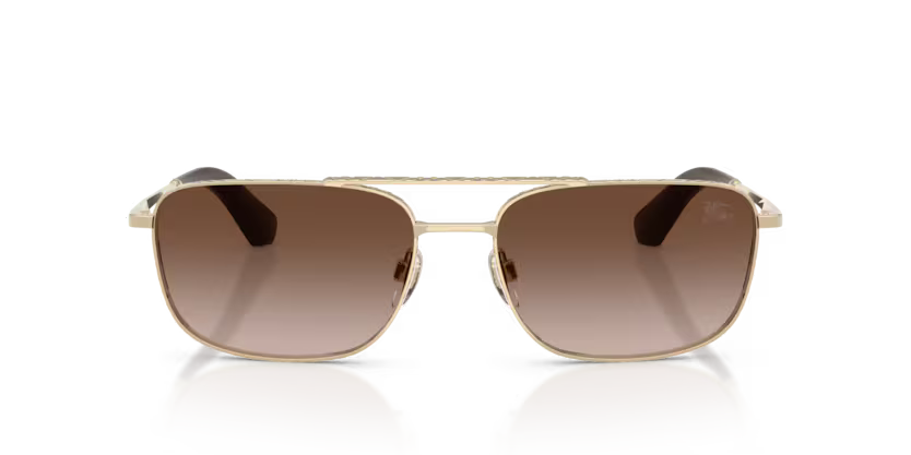 Burberry Metal Check 0BE3170 110913 Polished Light Gold Luxury Pilot Brown Gradient Sunglasses