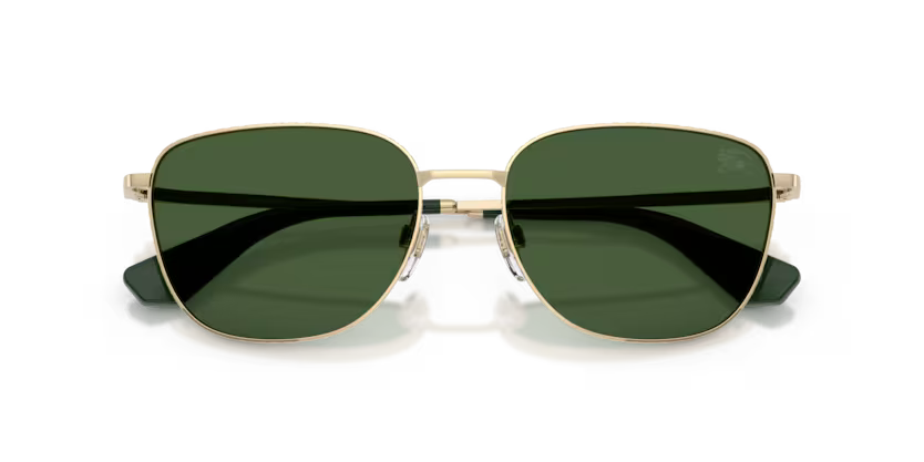 Burberry Metal Check 0BE3171 110971 Polished Light Gold Luxury Square Dark Green Sunglasses