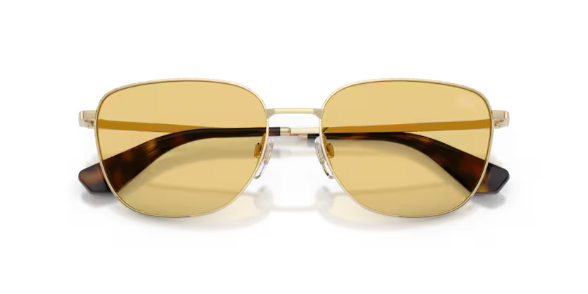 Burberry Metal Check 0BE3171 110985 Polished Light Gold Luxury Square Yellow Lens Sunglasses