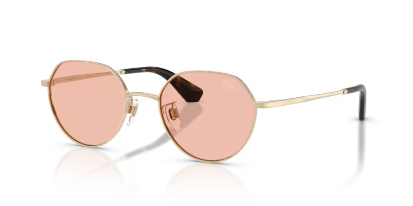 Burberry Metal Check 0BE3173D 110984 Polished Light Gold Luxury Round Dark Pink Sunglasses