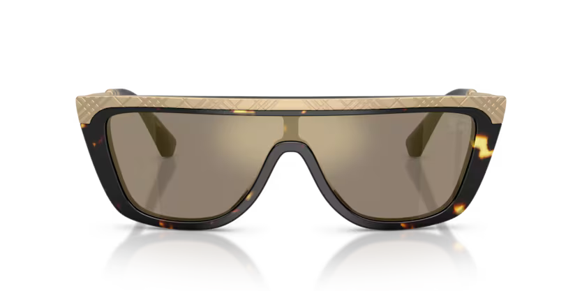 Burberry Spring 2026 Lookbook 0BE3174 13595A Yellow Havana & Matte Light Gold Luxury Rectangle Shield Sunglasses
