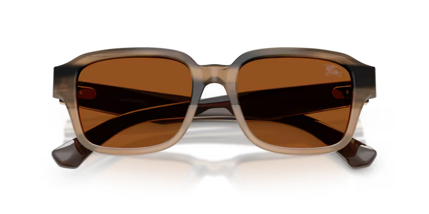 Burberry Classic 0BE4484 420773 Polished Striped Beige Luxury Square Dark Brown Sunglasses