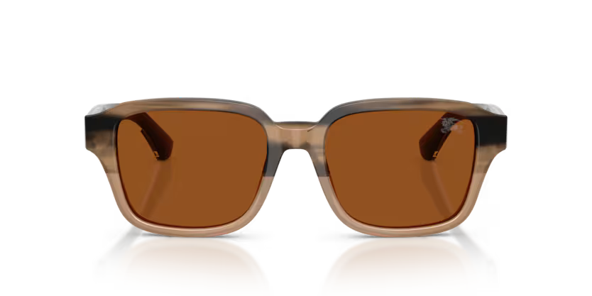 Burberry Classic 0BE4484 420773 Polished Striped Beige Luxury Square Dark Brown Sunglasses