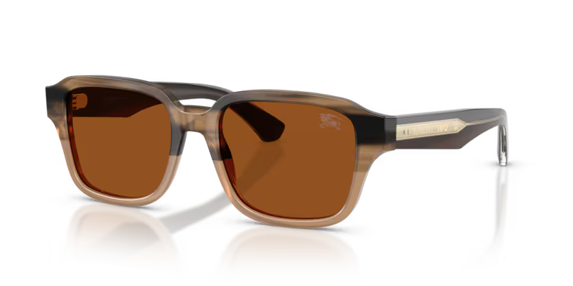 Burberry Classic 0BE4484 420773 Polished Striped Beige Luxury Square Dark Brown Sunglasses