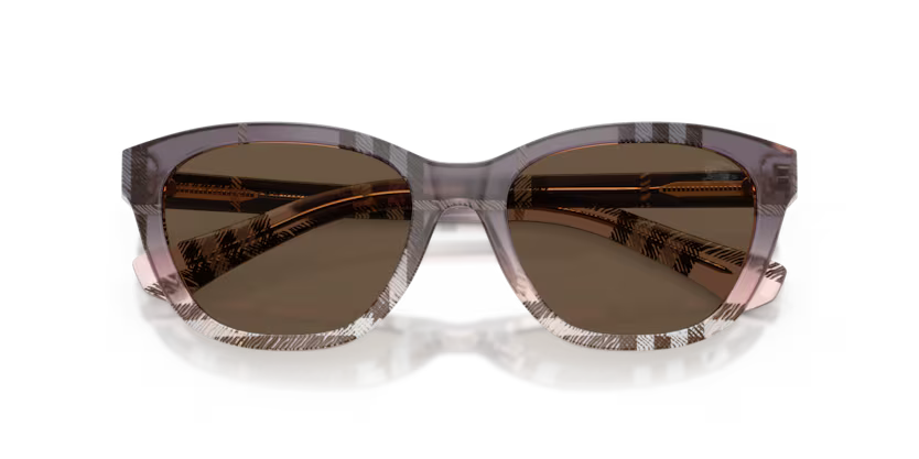 Burberry Gradient Check 0BE4486 422073 Polished Check Gradient Rose Full Rim Rectangle Solid Brown Lens Sunglasses