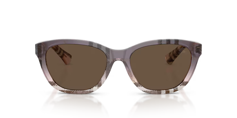 Burberry Gradient Check 0BE4486 422073 Polished Check Gradient Rose Full Rim Rectangle Solid Brown Lens Sunglasses