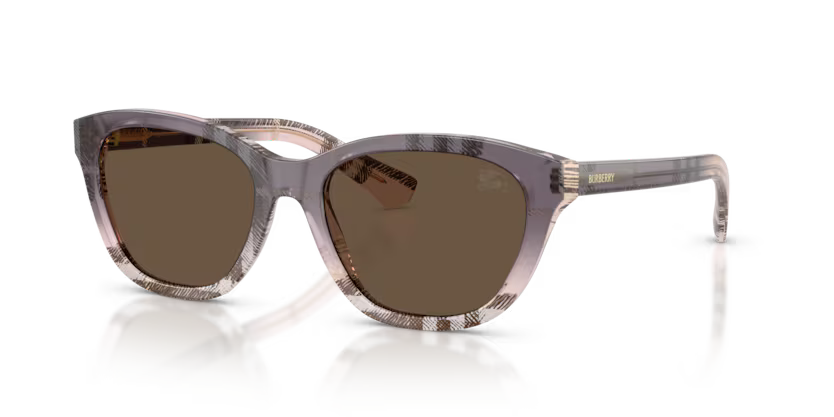 Burberry Gradient Check 0BE4486 422073 Polished Check Gradient Rose Full Rim Rectangle Solid Brown Lens Sunglasses