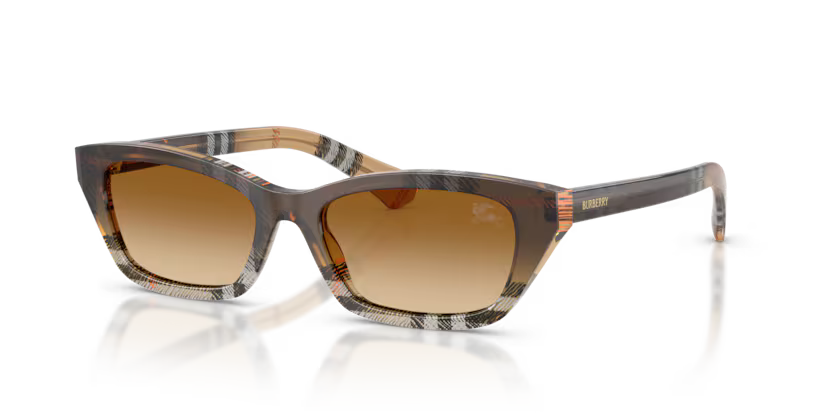 Burberry Gradient Check 0BE4488 420213 Polished Check Gradient Sand Full Rim Rectangle Brown Gradient Sunglasses