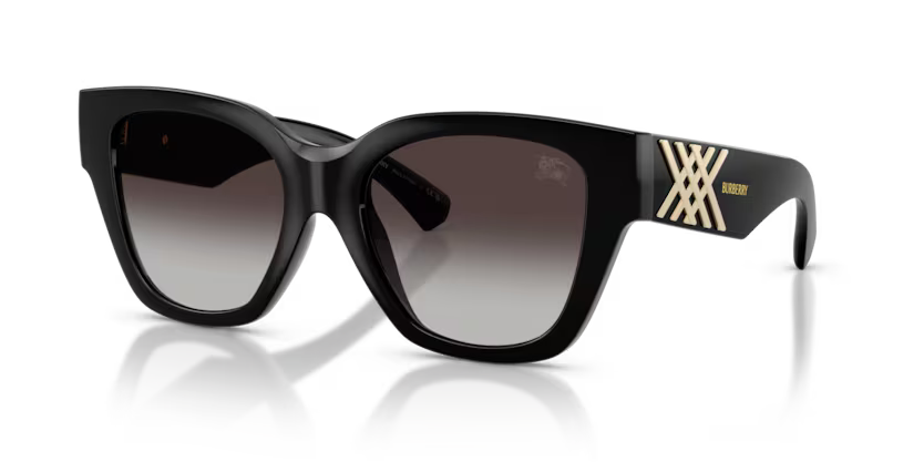 Burberry Heritage 0BE4489U 300187 Polished Black Luxury Square Grey Gradient Sunglasses