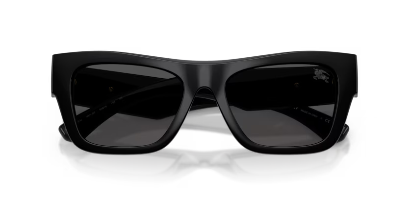 Burberry Heritage 0BE4490U 300187 Polished Black Luxury Rectangle Dark Grey Sunglasses