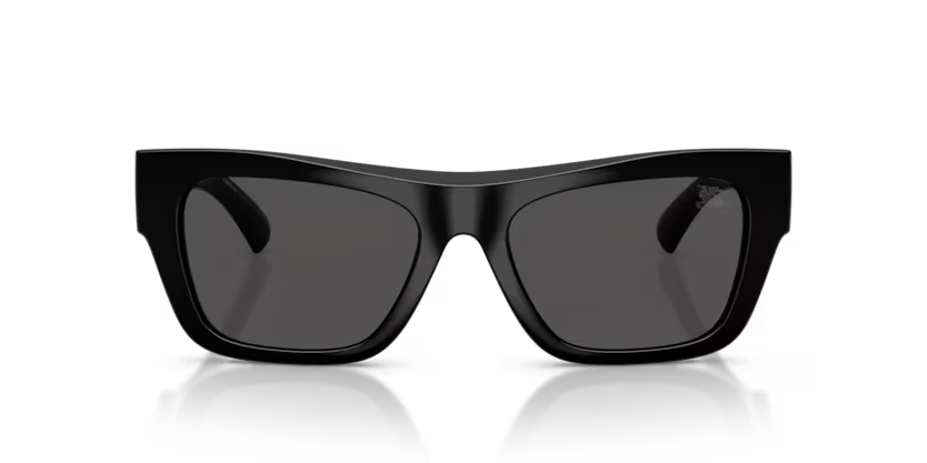 Burberry Heritage 0BE4490U 300187 Polished Black Luxury Rectangle Dark Grey Sunglasses