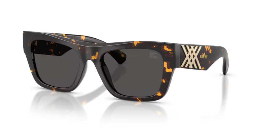 Burberry Heritage 0BE4490U 410687 Polished Yellow Havana Luxury Rectangle Dark Grey Sunglasses