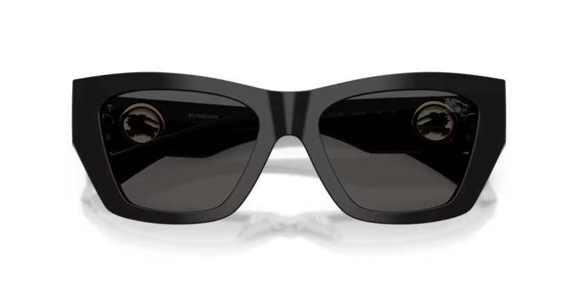 Burberry EKD 0BE4492 300187 Polished Black & Metal Luxury Cat Eye Dark Grey Sunglasses