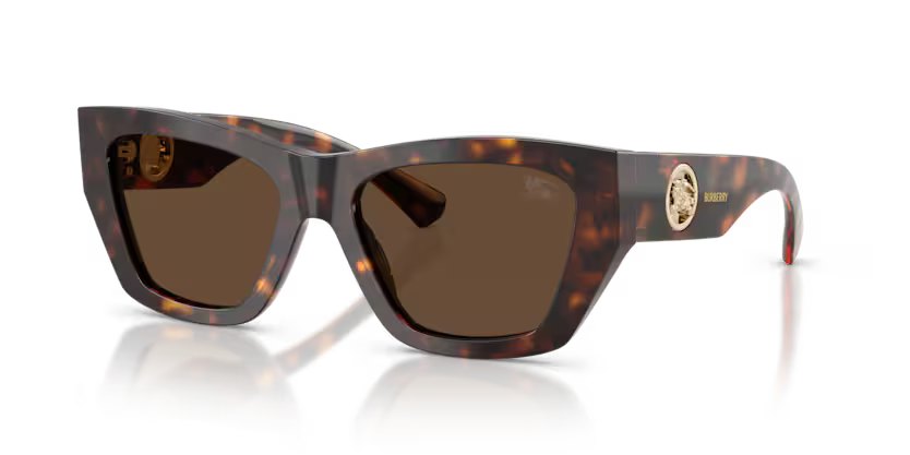 Burberry EKD 0BE4492 300273 Polished Dark Havana & Metal Luxury Cat Eye Dark Brown Sunglasses