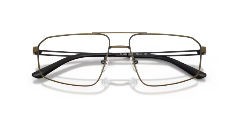 Emporio Armani Modern 0EA1184 3270 Matte Brushed Antique Gold Luxury Pilot Eyeglasses Frame