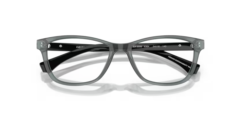 Emporio Armani 0EA3099 6364 Shiny Transparent Grey Cat Eye Optical Frame