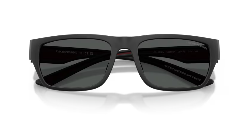 Emporio Armani 0EA4267U 500987 Rubberized Matte Black Pillow Sunglasses