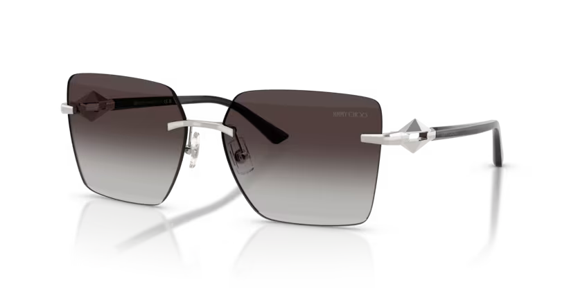 Jimmy Choo 0JC4018 30028G Polished Silver Rimless Square Sunglasses