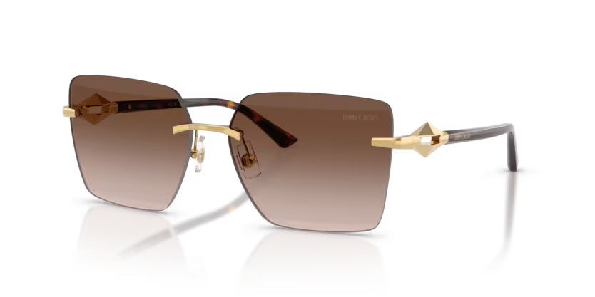 Jimmy Choo 0JC4018 302313 Polished Gold Rimless Square Sunglasses