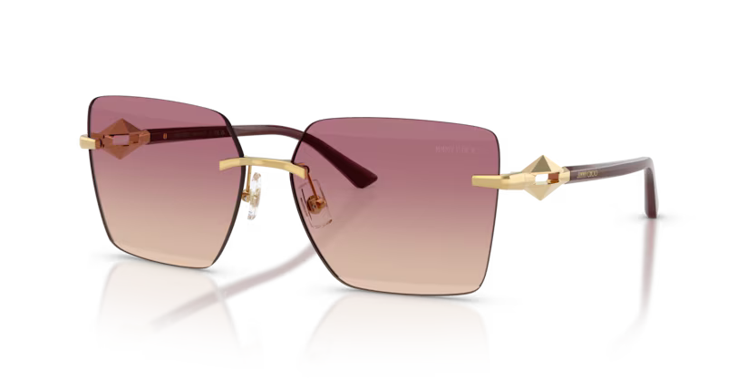 Jimmy Choo 0JC4018 302413 Gold Rimless Square Sunglasses – Brown Gradient Pink Lenses