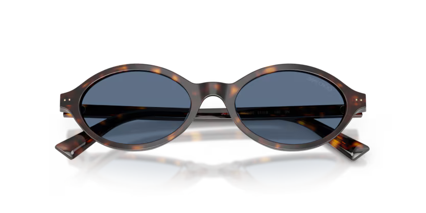 Jimmy Choo 0JC5068U 500280 Polished Havana Oval Sunglasses with Blue Lenses