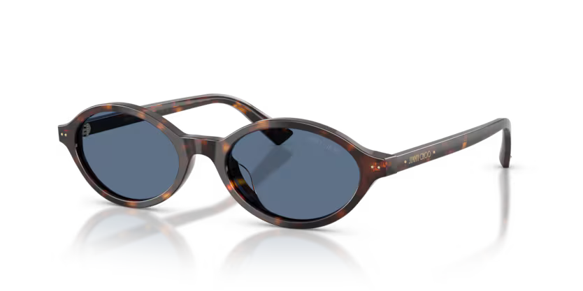 Jimmy Choo 0JC5068U 500280 Polished Havana Oval Sunglasses with Blue Lenses