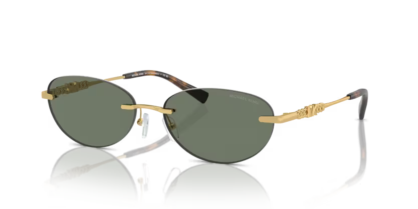 Michael Kors MK1151 Manchester 18963H Green & Gold Oval Sunglasses