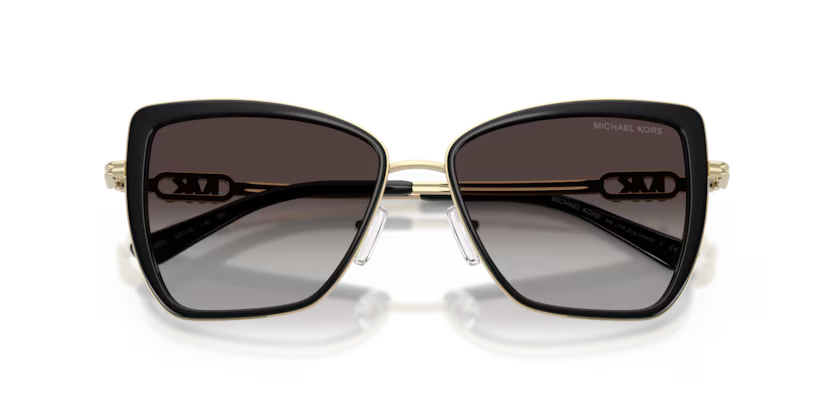 Michael Kors Glamour Sea Island 0MK1178 30058G Polished Black & Light Gold Butterfly Light Grey Gradient Sunglasses