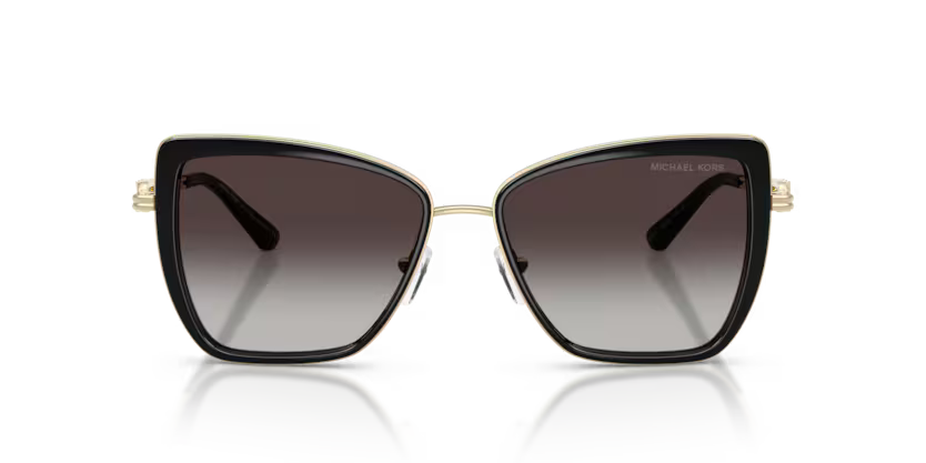 Michael Kors Glamour Sea Island 0MK1178 30058G Polished Black & Light Gold Butterfly Light Grey Gradient Sunglasses