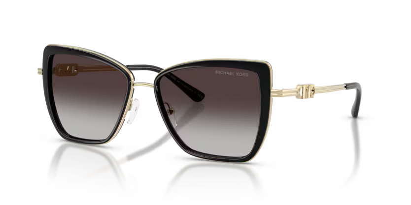 Michael Kors Glamour Sea Island 0MK1178 30058G Polished Black & Light Gold Butterfly Light Grey Gradient Sunglasses