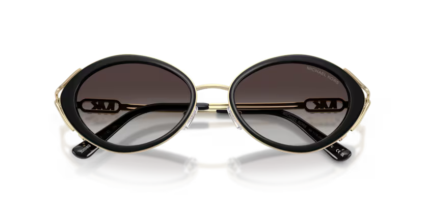 Michael Kors Key West 0MK1179 30058G Polished Black and Light Gold Luxury Sunglasses