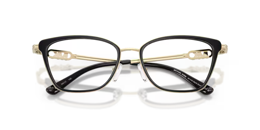 Michael Kors Glamour Myrtle Beach 0MK3102 3005 Polished Black & Light Gold Luxury Rectangle Eyeglasses Frame
