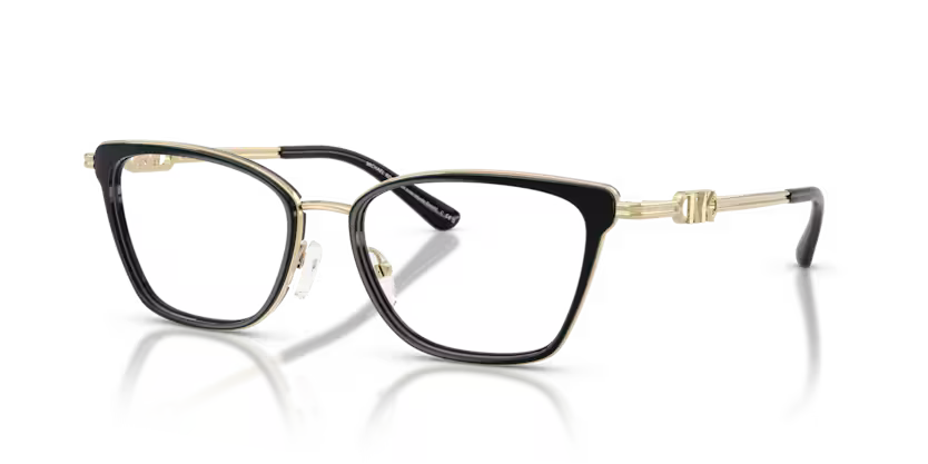 Michael Kors Glamour Myrtle Beach 0MK3102 3005 Polished Black & Light Gold Luxury Rectangle Eyeglasses Frame