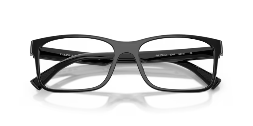 Polo Ralph Lauren 0PH2301U 5001 Shiny Black Full Rim Rectangular Optical Eyeglasses Frame