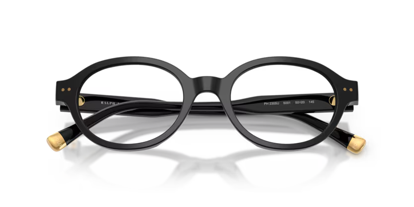 Polo Ralph Lauren 0PH2305U 5001 Shiny Black Full Rim Acetate Oval Optical Eyeglasses Frame
