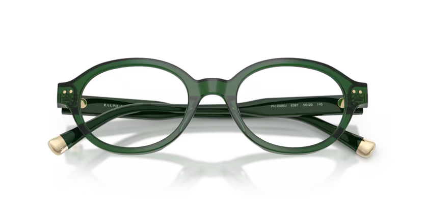 Polo Ralph Lauren 0PH2305U 6361 Shiny Transparent Dark Green Oval Optical Frame