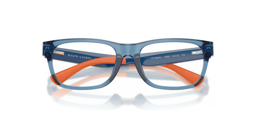 Polo Ralph Lauren 0PP8555U 6368 Shiny Transparent Blue Rectangular Optical Frame