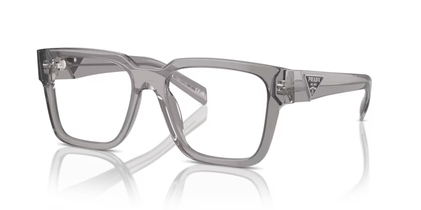 Prada 0PR 08ZV 18S1O1 Transparent Asphalt Acetate Square Optical Eyeglasses Frame