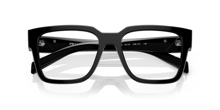 Prada 0PR 08ZV 1AB1O1 Black Acetate Square Optical Eyeglasses Frame
