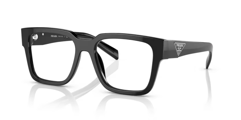 Prada 0PR 08ZV 1AB1O1 Black Acetate Square Optical Eyeglasses Frame