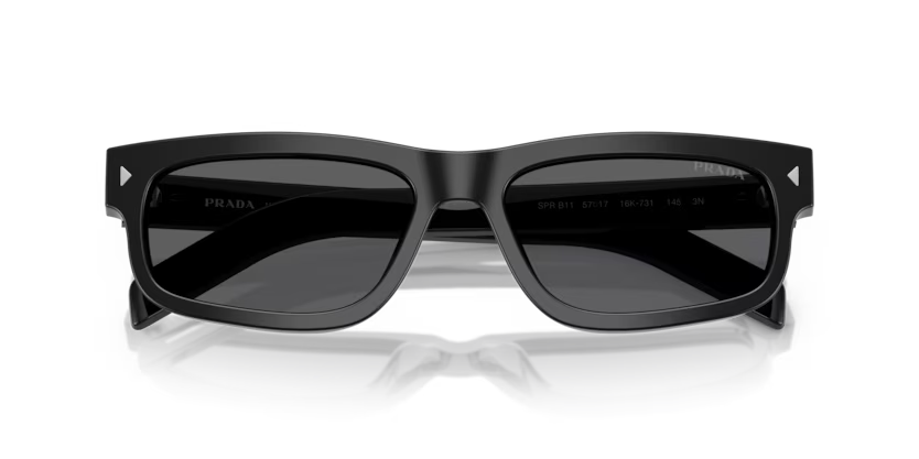 Prada 0PR B11S Color 16K731 Black Acetate Frame with Dark Grey Crystal Lenses