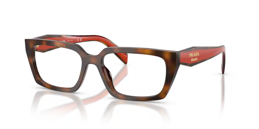 Prada 0PR D05V 01K1O1 Juniper Havana Acetate Rectangular Optical Eyeglasses Frame