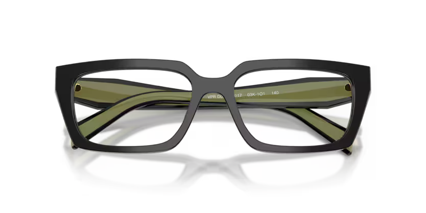 Prada 0PR D05V 03K1O1 Black Acetate Rectangular Optical Eyeglasses Frame