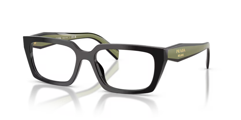Prada 0PR D05V 03K1O1 Black Acetate Rectangular Optical Eyeglasses Frame